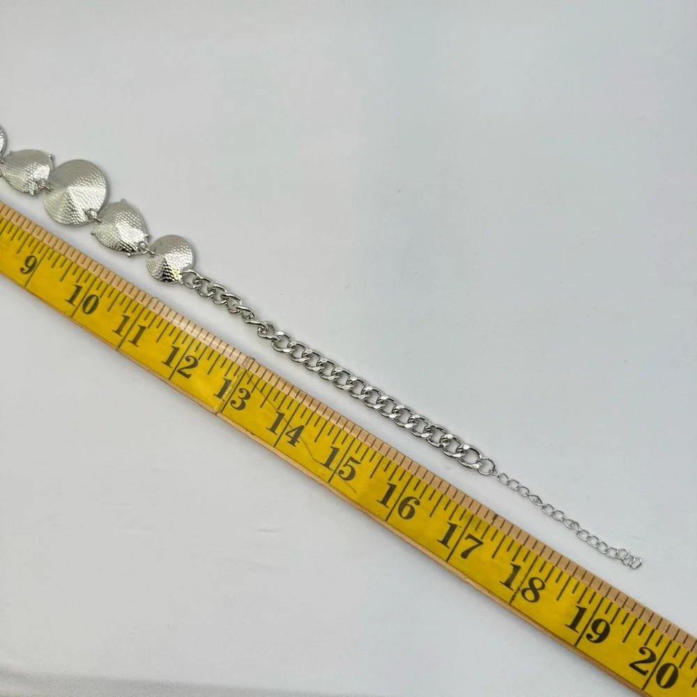 Silver Tone White AB Crystal Statement Necklace Iridescent Bib Glam